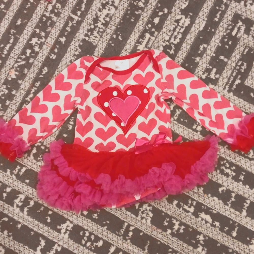 ETSY, valentines day baby dress, pink, red, white